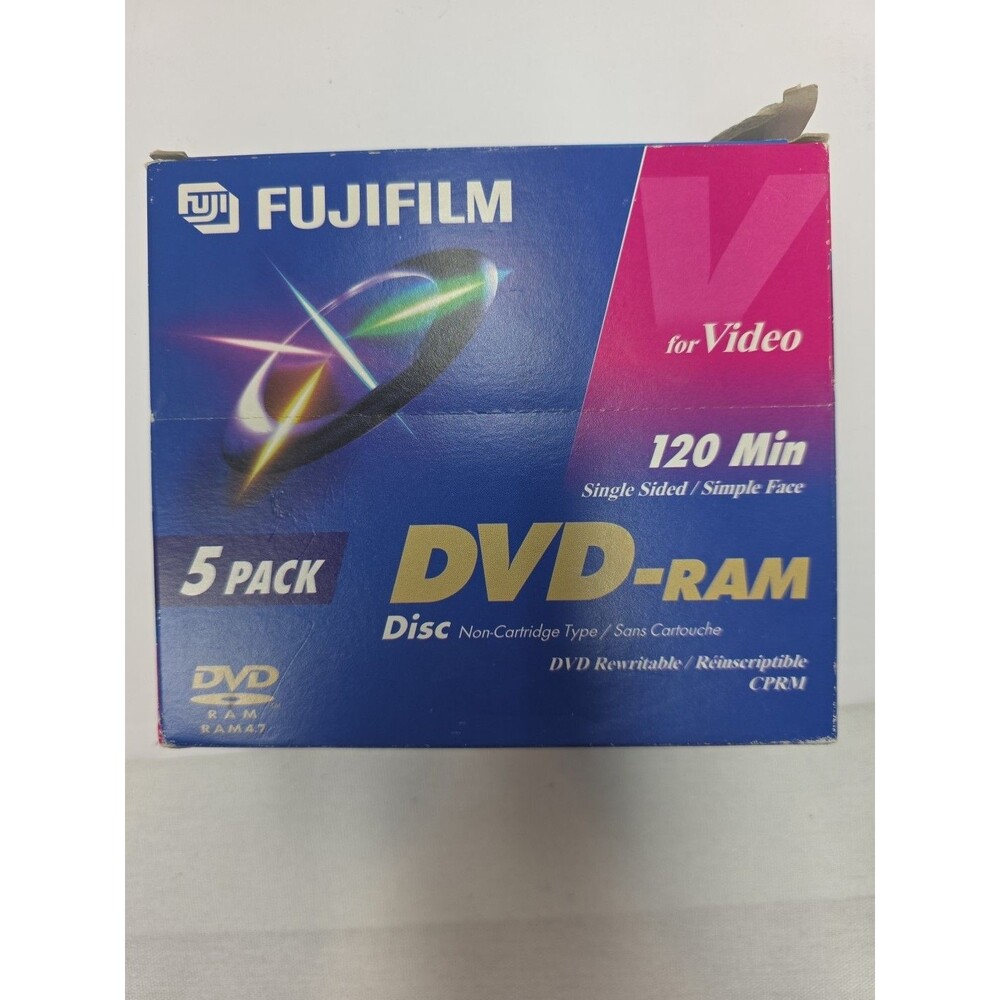 5 Disc Pack -  Fujifilm DVD-RAM 120 Minute 4.7 GB, Rewritable Data - New Sealed
